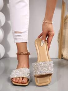 Elegant Women's Sandals, Offering Ultimate Comfort With Soft Soles, Colorful Stylish Design, Sparkling Rhinestone Decor, Suitable For Everyday Wear, Fashionable And Comfortable Shoe Choice For Women