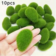 10pcs Lifelike Artificial Moss Stones, Vivid Green Faux Moss Stones For Fairy Garden, Flower Arranging And Crafts - Great Gift For Gardeners And DIY Enthusiasts,Garden Decor,Outdoor Plant,Gardening,Fake Flowers