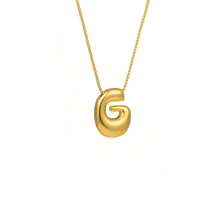 1 件装一体式泡泡字母项链镀金项链字母项链女士女孩精致泡泡字母吊坠个性珠宝礼物 - 金色 - 查看 16