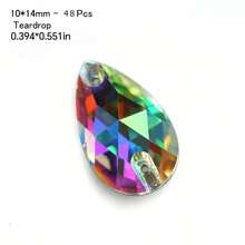 Cristales de Rhinestone de vidrio AB de forma redonda, triangular, cuadrada y de hoja AAAAA para coser en ropa, decoración del hogar, bodas y manualidades DIY - Gemas brillantes listas para fiestas, aniversarios y regalos