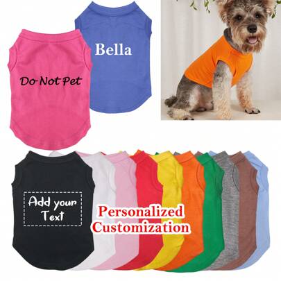 Custom Personalized Dog T-Shirt, Pet Clothing For Small/Medium Dogs, Multiple Colors & Font Styles, Personalized Pet Tank Top Ornamental Stylish,Fashion,Colorful,Vintage,Cute,Contracted,Cuties Custom,Unique,Customized,Personalized Pet For Anniversaries,For Birthdays