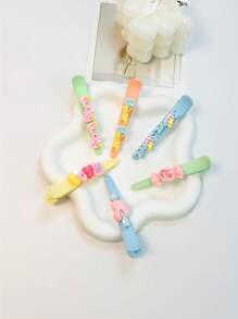 5pcs Cute Letter Pattern Everyday Wear Bathroom Hair Clips Back To School