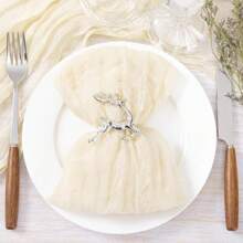 1 Set Table Runner + 12 Napkins, Gray Green Cheese Cloth Table Cloth And Napkins Set, 13 Ft Bohemian Gauze Cheese Cloth Table Runner With 12 Napkins (50*50cm), Rustic Pleated Table Cloth And Napkins, Suitable For Wedding Birthday Party Table Decor