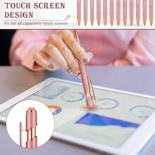 12 Pcs Inspirational Pens Bulk Motivational Quotes Funny Ballpoint Pens With Stylus Tip Inspirational Gifts For School Office Corworkers Teachers, Black Ink(Rose Gold,Bible Style)