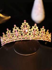 1 Large Crown Headpiece, Elegant, Sweet And Fashionable Headband, Suitable For Performances, Birthdays, Weddings (Pink)