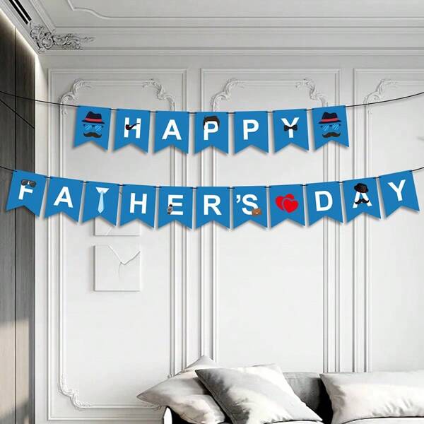 1pc Father's Day Themed Party Banner, "HAPPY FATHER'S DAY" Letter Decoration Banner, Holiday Banner Decoration Supplies Gifts Birthday Graduation Birthday Decorations Tapestry Room Decor Flag Party Decorations
