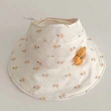 1pc Baby Sun Hat, Girls' Large Brim Sweet Sunscreen Cap, Summer Children Sun Protection Hat