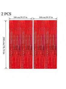 4 件装铝箔窗帘背景红色金属丝箔流苏窗帘照片亭道具适用于生日婚礼订婚婴儿洗礼单身派对圣诞节节日庆祝派对装饰、毕业典礼、性别揭晓、迪斯科派对 - 紅色 - 查看 31
