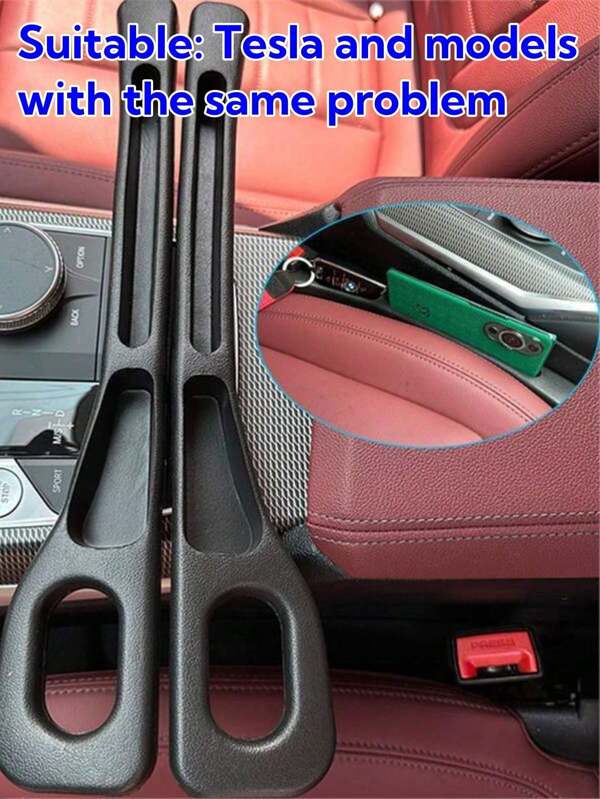 2pcs Car Seat Crevice Filler With Storage, Seat Gap Leakage Stopper, Fits Gap Between Seats, Multi-Functional For Car, Suitable For Tesla