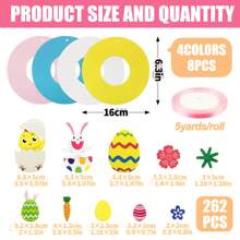 270 pièces Kit artisanal de Pâques, autocollants en mousse, panneaux de couronne de Pâques, décorations DIY en mousse, lapins de Pâques, œufs, poussins. Autocollants de Pâques pour enfants. Décoration de porte d'entrée pour le printemps