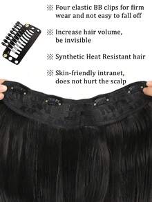 1 件 12 英寸短直发夹式接发，适合女士，黑棕色 U 型假发，带隐形夹，柔软合成假发纤维，适合女性日常佩戴和聚会 - 彩色 - 查看 3