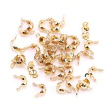 QIAO 100PCS/Box Stainless Steel Clamshell Bead Tips Knot Covers,Gold Plated Thread Clip Buckles Accessories For Jewelry Bracelet DIY - Multicolor - View 9