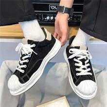 Men's Casual Versatile Comfortable Flat Skateboarding Shoes, Everyday Wear - Black and White - View 6