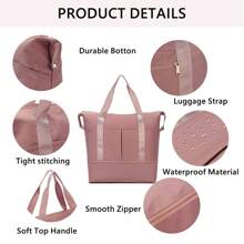 Carry On Hand Luggage Bag For Airplanes, Travel Duffel Bag For Women, Overnight Bag For Women And Men With Shoe Compartment, Foldable Weekender Bag, Portable Gym Tote Bag Sports - Pink - View 3