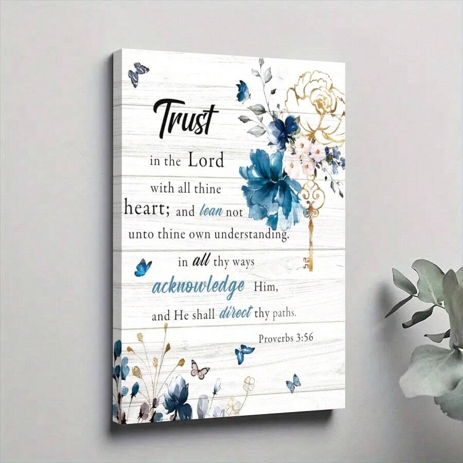 Christian Wall Art Christian Scriptures Pictures Wall Decor Bible Verse Religious Canvas Prints Trust in Lord Painting Modern Artwork Home Decorati - Multicolor - Ver 1