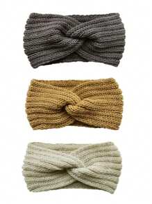 1pc Autumn/Winter Black Knitted Knitted Headband, High-End Wide Edge Facial Cleansing Hairband Hair Accessory