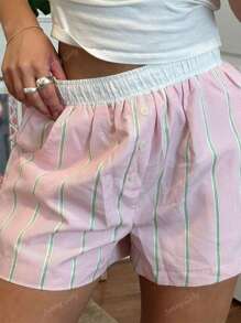 Dames gestreepte casual minimalistische shorts, dagelijks gebruik