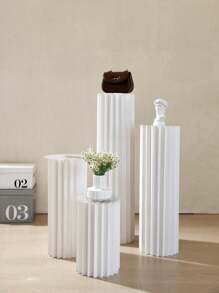 1/3/4pcs Set Cardboard Pedestal Stand, Folding Pillar Stand, Wedding Props, Floor Display Column Stand, DIY Pedestal Box With Round Top Plate Folding Paper Cylinder Column Pedestal Wedding Birthday Cake Flower Stand Rack,Material: Paper ,Can Bear 20kg