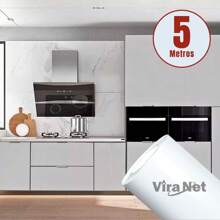 White Decorative Adhesive Wallpaper Roll 5mx45cm Wrapping Refrigerator Furniture