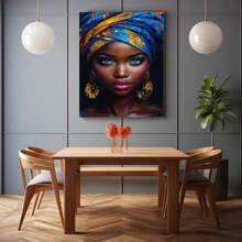 African Woman Canvas Wall Art, Woman Portrait Canvas Wall Art ,Art-Aesthetic For Women,African American Wall Ar, African Woman Pictures Wall Decor Framed, For Living Room Bedroom Bathroom Home Office ,Ready To Hang(Multicolor)