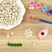 50 Wooden Beads Set Semi-Circle Semi-Sphere Semi-Circle, DIY Craft Material, Wooden Semi-Sphere Beads