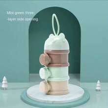 3/4层熊式便携式食品盒、婴儿奶粉分配盒、可堆叠便携式婴儿喂食器、防漏婴儿奶粉分配器、带挂环的彩色熊便携式分配盒，方便外出喂食。 - 彩色 - 查看 15