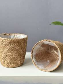 1 Cesta de armazenamento de vime trançado, cesto de plantas, lata de lixo, cesto de roupas sujas, cesto redondo pequeno ou grande de vime, recipiente multifuncional para quarto, sala de estar, banheiro, escritório, cesta de vime, cozinha, acessórios de cozinha, utensílios de cozinha, organizador de cozinha, organizador de maquiagem, itens de casamento, decorações florais, utensílios para casa, mesa, decorações para casa, organização e armazenamento doméstico, decoração de quarto, decoração de quarto, para a volta às aulas - Castanho - Ver 1