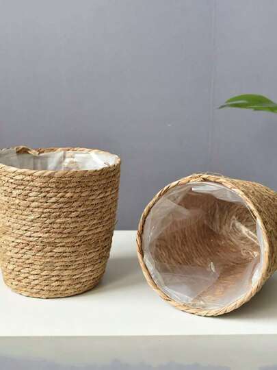 1 Storage Basket Woven Rattan Pot Plant Basket Trash Can Clothes Basket Dirty Laundry Basket Small Or Large Round Woven Basket Multi-Functional Container For The Bedroom Living Room Bathroom Office Woven Basket, Kitchen, Kitchen Accessories, Kitchen Tools, Organizer Kitchen, Makeup Organizer, Wedding Items, Flower Decorations, Home Stuff, Table, Home Decorations, Home Organization And Storage, Room Decor, Room Decor Bedroom,For Back To School