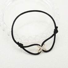 1 pieza Brazalete de acero inoxidable con pavé de rhinestones con diseño cruzado a la moda, dije dorado de la suerte para uso diario, adecuado para mujeres