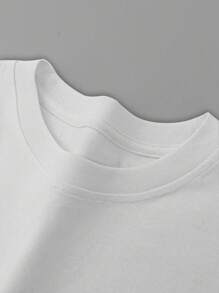 女士春夏休闲百搭260克街头圆领图案嘴唇印花蝙蝠袖短袖T恤 - 白色 - 查看 5