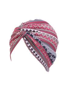 1pc New Women Floral Print Turban Hat Cancer Cap Islamic Hair Loss Hat Head Scarf Satin Liner Inner Cap Arab Valentine's Day Valentines Sleep Bonnet,Summer,Beach,Holiday,Travel - Turban Hat - View 24