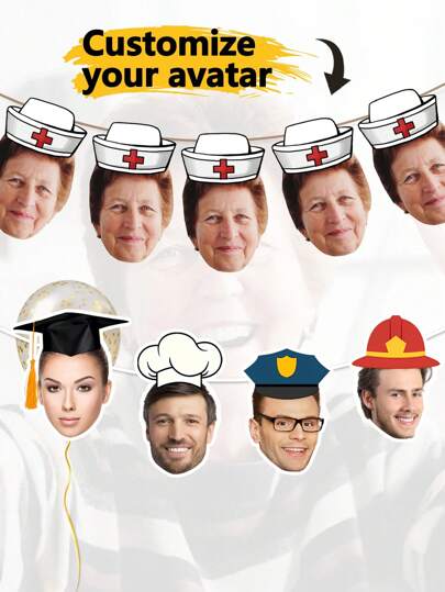 Banner decorativi personalizzati con foto per infermieri, laureati, chef, agenti di polizia, vigili del fuoco, adatti per la Festa degli Infermieri, feste di compleanno, feste di pensionamento, con opzioni di dimensioni multiple, banner di carta