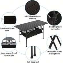 Ultra Compact Aluminum Folding Camping Table - Lightweight Roll-Up Portable Beach Table With Large Storage And Carry Bag - For Outdoor Cooking, Picnic, Camp, Boat, Travel, Backyard, Party, BBQ, Patio