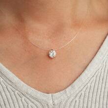 925 Silver Moissanite Necklace Pendant With Invisible Chain, Fashionable Elegant Casual Classic Minimalist Design, Suitable As Gift For Him/Her, Birthday, Anniversary, Valentine's Day, Mother's Day, New Year, Comes With Gift Box