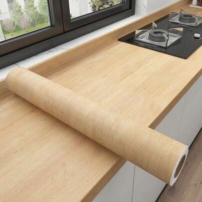 1 Rollo de papel de contacto de madera de roble, papel autoadhesivo de madera gruesa para encimeras, escritorios, gabinetes de cocina, papel tapiz, encimeras autoadhesivas, cubierta de vinilo impermeabilizante, láminas de madera contrachapada, cubiertas de mesa, encimeras de cocina, accesorios de decoración de pared para el hogar.