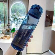 1 pieza, Botellas de agua, Botella de agua deportiva, Botella de agua de plástico para exteriores, Botellas de agua de moda, Botella de agua lavable con correa de transporte, Botella de agua de gran capacidad, Botella de agua portátil y creativa para camping al aire libre, 780ml/26.38oz