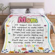 1 件字母图案毛毯礼物，适合送给妈妈的母亲节礼物，柔软法兰绒毛毯，适合沙发、床或户外使用 - 彩色 - 查看 4