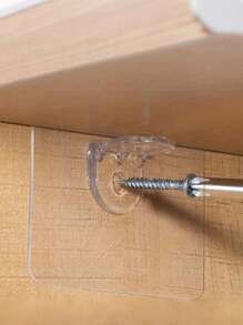 Conjunto de 10/20/30 ganchos adesivos para prateleiras de guarda-roupa, suportes para prateleiras de armário, ganchos de plástico transparente sem furos, adequados para divisórias, estantes de cozinha, guarda-roupas e prateleiras de banheiro. - Multicolorido - Ver 3