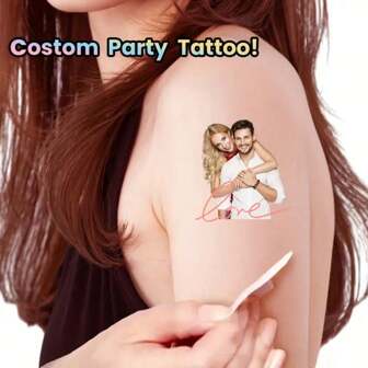 15PCS Personalized Temporary Tattoos With Custom Text Or Phrase, Oval-Shaped Paper Fake Tattoos, Unique Party Favors And Personalized Gifts For Wedding, Birthday, Valentine's Day, Bachelorette Party