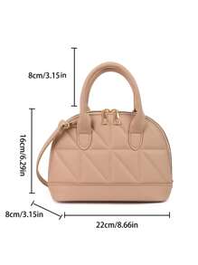 女士时尚简约手提贝壳包简约流行单肩包休闲斜挎包女士礼物送给妈妈 - 卡其色 - 查看 11