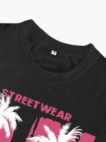 Men Fashion Sleeveless Tank Top With Coconut Tree Print, Street Style, Suitable For Spring/Summer Wear - Black - View 5