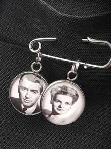 1 pieza Regalo personalizado para el novio de la novia el día de la boda, Alfiler de solapa con foto personalizada, Alfiler de solapa conmemorativo personalizado para el novio, Oro/Plata, Personalizable con 1~5 fotos, Alfiler de solapa y broche conmemorativo con foto, Regalos de novia, Accesorios para el cabello para mujer - Estilo A - Ver 5