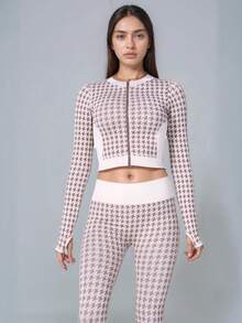 [High Quality] Women's Sports Set - High Waist Yoga Leggings & Crop Top, Fitness Running Set, Breathable, Elastic And High Quality - 卡其色 - 查看 5