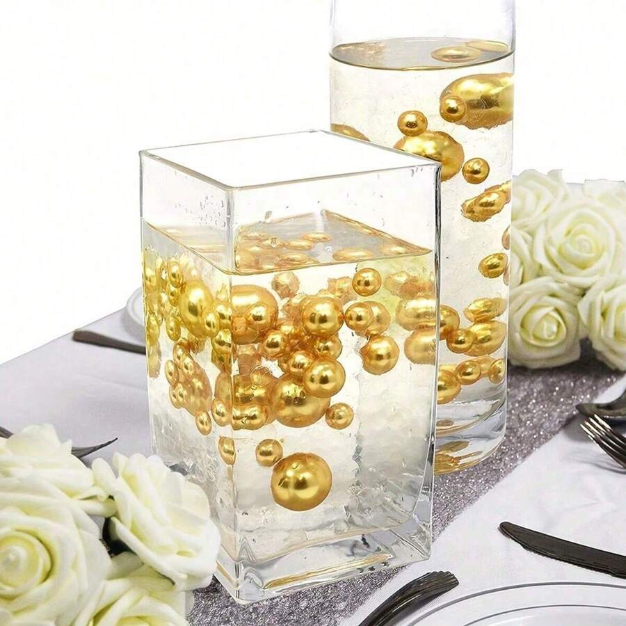 6050pcs Artificial Floating Pearls - Non Porous Plastic Pearls For Vase Filling - Glossy Decorative Pearls For Center Decorations, DIY Weddings, Parties, Birthdays, Anniversaries, Christmas Decorations[Excluding Vase, DIY Required]