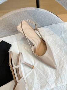 Xin Jing Shoes 秋冬女士尖头踝带高跟鞋，时尚百搭，通勤及婚礼派对皆宜，优雅 - 卡其色 - 查看 11