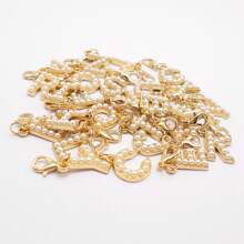 2Pcs Gold Color Letter Alloy Pendant With Faux Pearls Alphabet Charm Women Ladies Bag Clothes DIY Craft Decor A - Z
