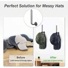 1 pieza Estante en forma de L de metal con alambre de hierro para almacenamiento de gorras de béisbol, estante de pared para gorras montado en la pared - Multicolor - Ver 1