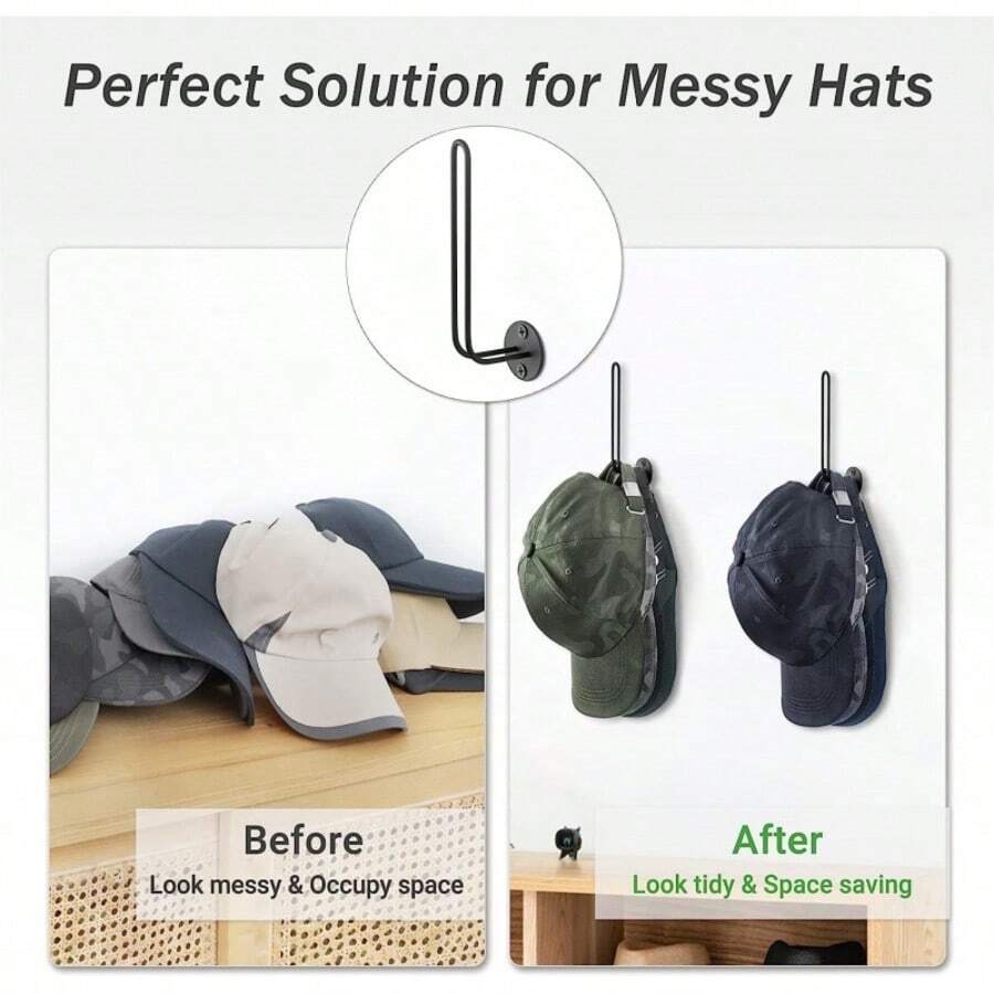 1 pieza Estante en forma de L de metal con alambre de hierro para almacenamiento de gorras de béisbol, estante de pared para gorras montado en la pared - Multicolor - Ver 1