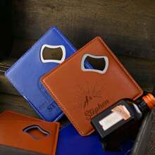 Personalized Square Leather Bottle OpenerCoaster,Best Man Gift,Anniversary Gift,Father's Gift,Personalized Gift,Available In Multiple Colors - Multicolor - View 3