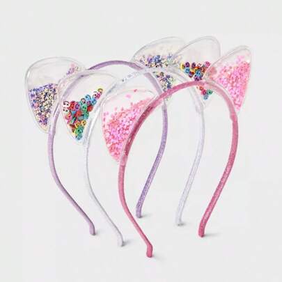 Girls' 3pk Shaker Cat Ears Headband : Fashion Hair Accessories, Solid Pattern, All Hair Types, Ages 3+